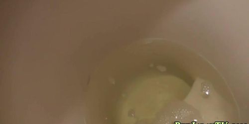 Japanese teen pees in can