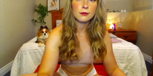 Small boobs but big ass blonde webcam lingerie tease
