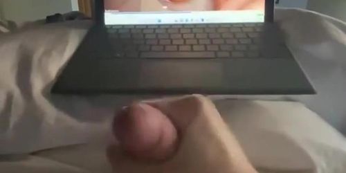 Huge cumshot Masturbating watching porn