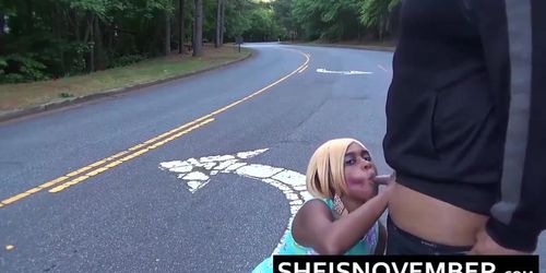 Ebony Blowjob Stranger In Middle Of Street Spread Booty and Young Pussy Open Ass porn