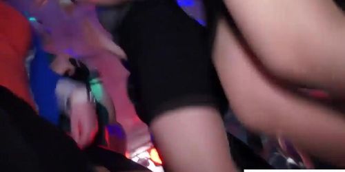Hottest real euro slammed on floor at dance hardcore party