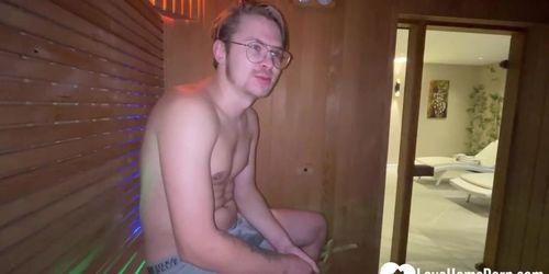 LOVEHOMEPORN - Sucking off a random guy in the sauna
