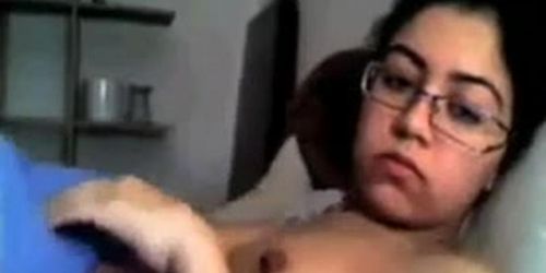 Cute Nerd Teasing Her Body On A Cam Show