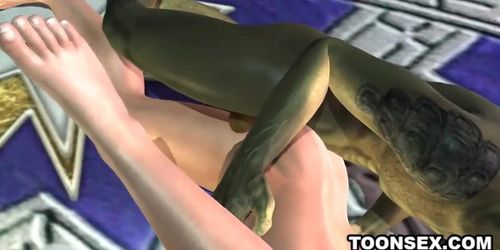 Busty 3D Toon Elf Getting Fucked by a Reptile