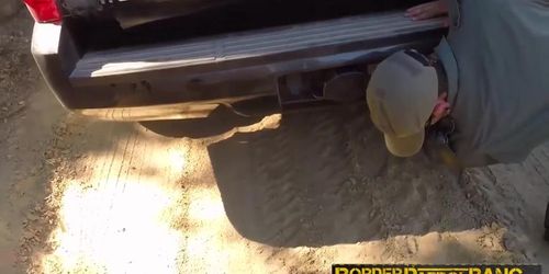 Russian amateur fucked deep on the truck and jizzed on