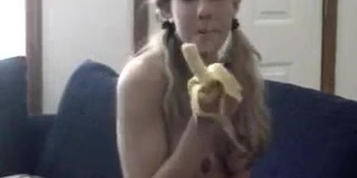 Big Boobs Blonde Babe Eating Banana Food Fetish