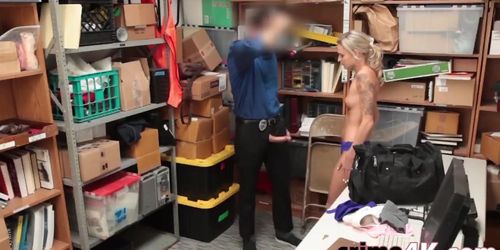 Blonde teen thief cop office doggy style fucking