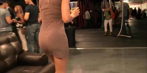 Pantiless Hot Blonde in Public at a Party (Staci Carr)