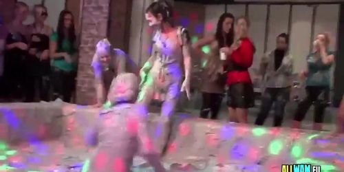Hot Euro sluts love mud wrestling