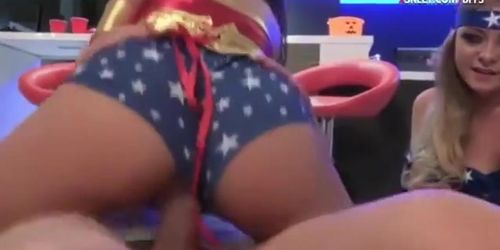 Wonder women enjoying lucky hard dick sucking and fucking (Fucking Good)