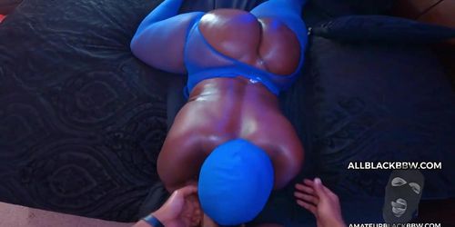 Africa gets fucked in blue fishnets