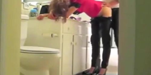 Dirty Talking Girl Has A Doggystyle Quickie In The Bathroom