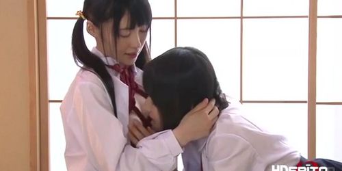 Japanese lesbians Asami Tsuchiya and Karen Haruki assfucking