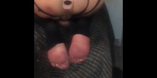 Sissy show feet and soles with dildo