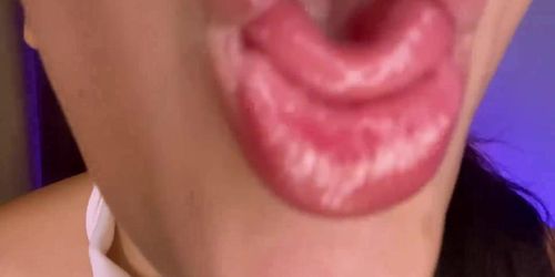 Sexy Tongue Closeup ASMR Spit Mouth Fetish