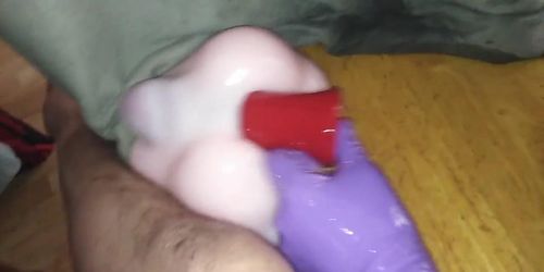 POV BUTTHOLE DOLLSEX - PT2 - HUGE RED DILDO IN TINY BUTT ANAL GAPE