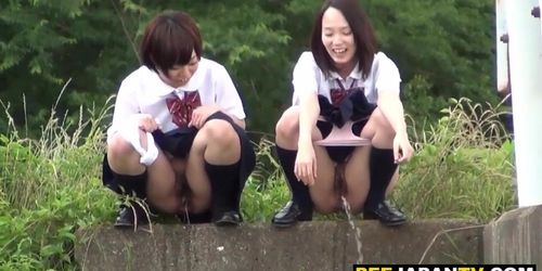 Naughty japanese students urinate