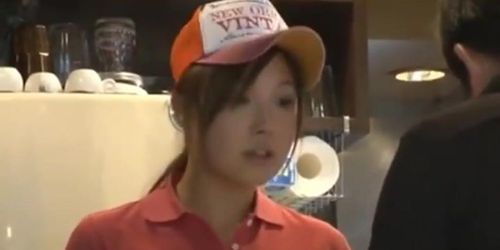 Censored Sexually harassed Japanese waitress