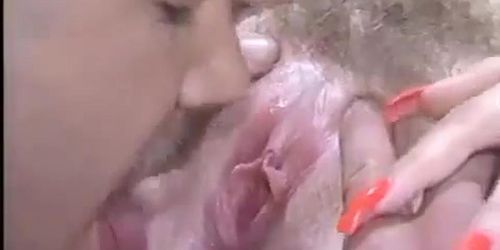 Old dude licks young blonde's hairy pussy and then cum in her mouth