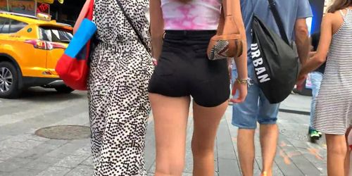 hot slim teen black shorts booty