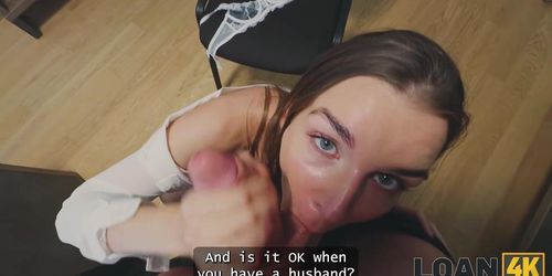 LOAN4K. Stanley Johnson seduced his young customer and fucked her right in the office