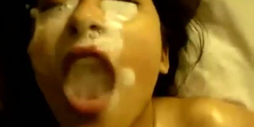 messy cum and spit face