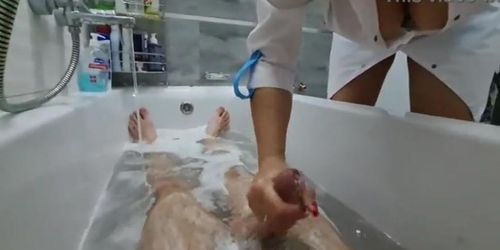 Blonde Stepmother Gives Naked Stepson A Sexy Bath