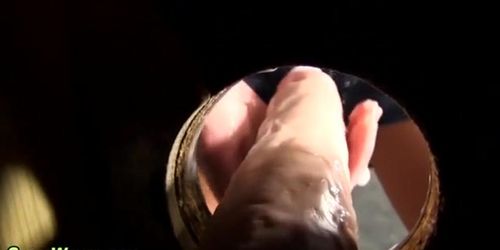 Gloryhole girl gets cum