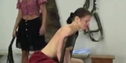 Sub is punished with a whip
