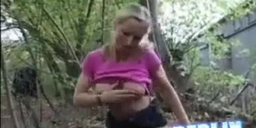 Piercied twat fucked outdoor