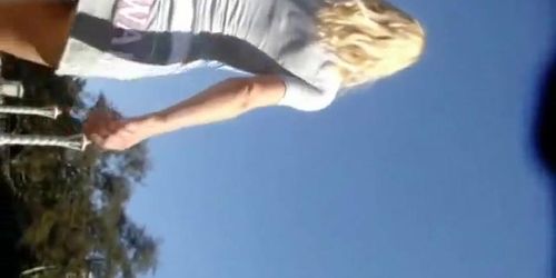 a perfect blond porn star upskirt slow motion in the sunshine