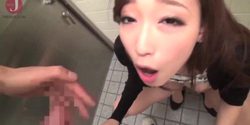 Horny Japanese girl has naughty public bathroom sex before riding more in hotel [HMHI 242]
