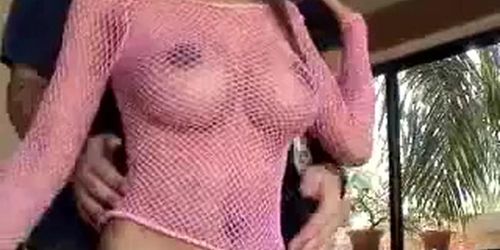 Thai girl Nom boobs grope - pink fishnet - Candiddingdongs