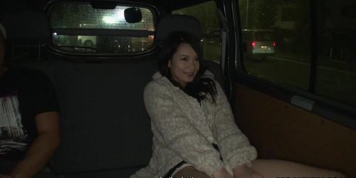 Japanese hitchhiker Ako Nishino blows a stranger's cock in the car uncensored.