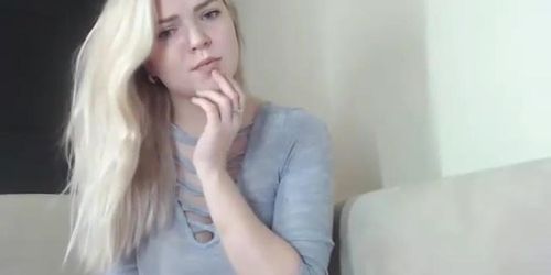 Innocent real blonde showing her smooth boobs on cam