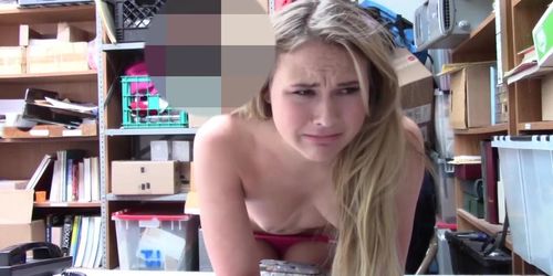 Shoplifter Alyssa Cole fucked and gets a facial (Tiny pussy)