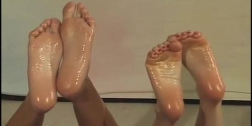 Two beautiful pairs of oily soles