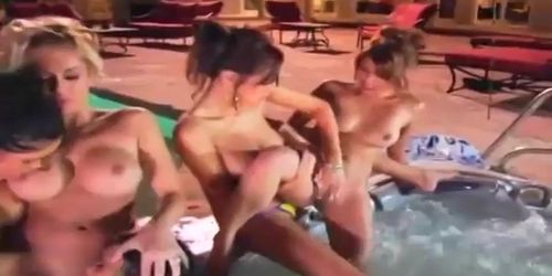 Lesbian orgy by jacuzzi