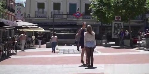 Pinched pussy slave walked in public