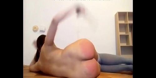 Naked woman spank herself