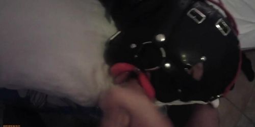 Bound Latina MILF in Latex Gets Mouth Fucked Hard