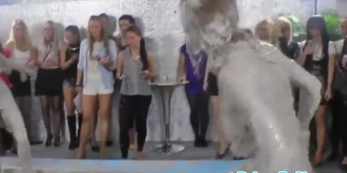 Classy eurobabes mudwrestling