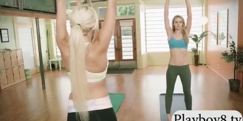 Yoga session with big tits trainer with her new techniques