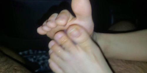 More from the cute asian girl, two sole intense footjobs