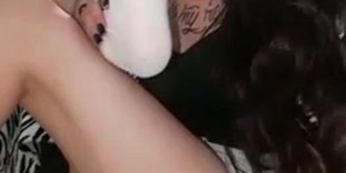 Tattooed girl sensual foot worship