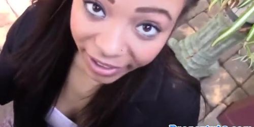 Ebony realtor sucks dick pov outdoors