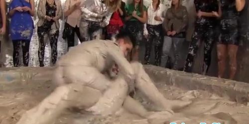 Euro glamour babes mudwrestling