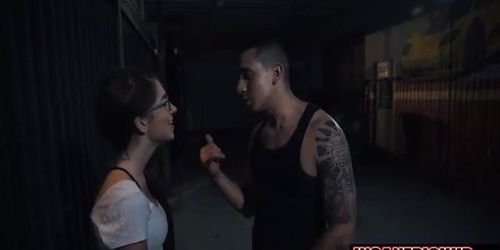 Humiliating public sex looks good on skinny Joseline Kelly