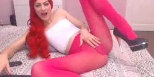 Hot redhead masturbates in front of cam