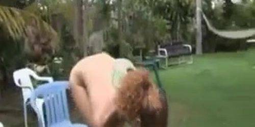 Jessica Stone Pale hairy busty redhead outdoor